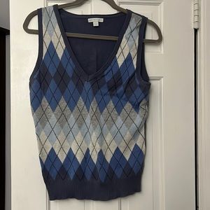 Sweater Vest Light, Dark Blue and Grey Argyle